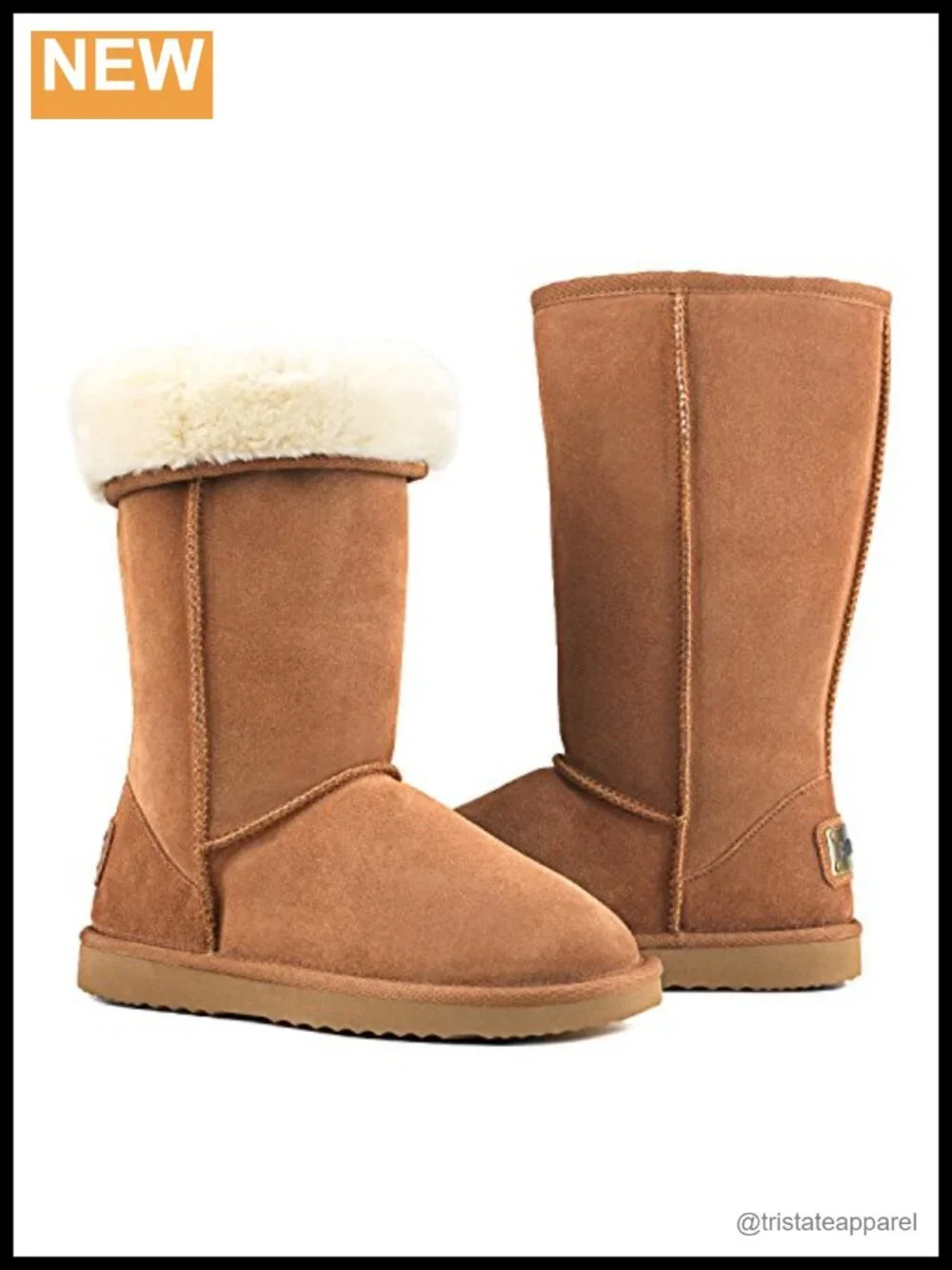 Genuine Suede Waterproof Women's Snow Boots Round Toe Mid-Calf Fur Lined Winter